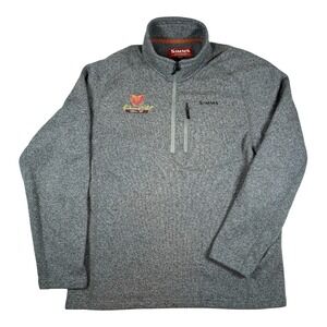 Simms Fishing Men's XL Gray 1/4 Zip Fleece Sweater Outdoor Hiking Pullover
